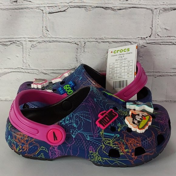 'CROCS' 'DISNEY VILLAINS'  LIMITED EDITION 'JIBBITZ' SLIP-ON CLASSIC CLOG SLIDES - Picture 6 of 16